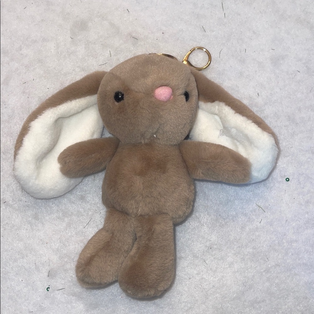 Plush Bunny Keychain - Brown and White large new